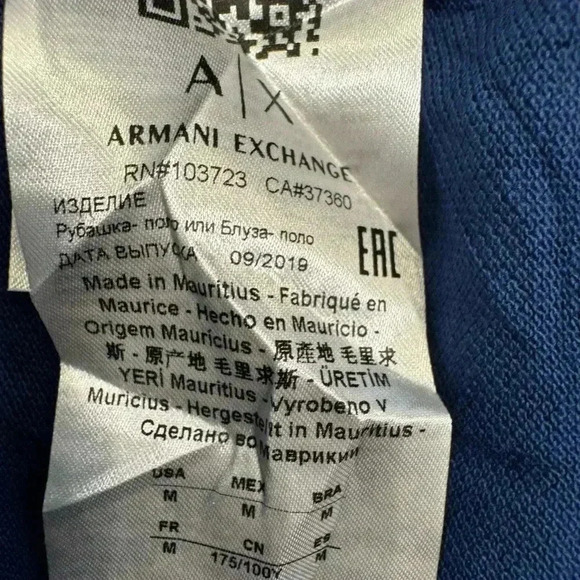 A|X Armani Exchange Men's, Slim Fit Short Sleeve Polo Shirt, Navy Blue, Sz M - Picture 4 of 9